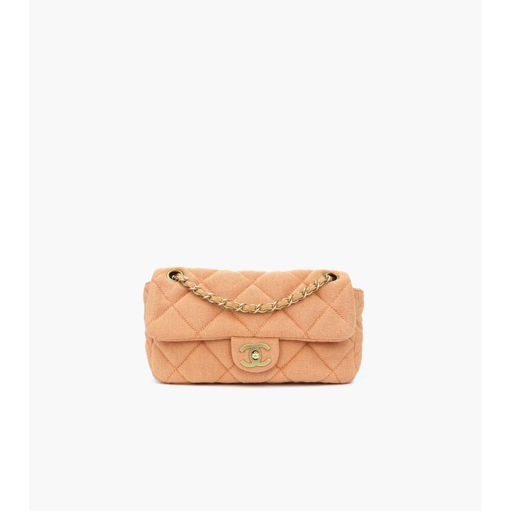 CHANEL Pink Fabric Flap Bag C-A19685